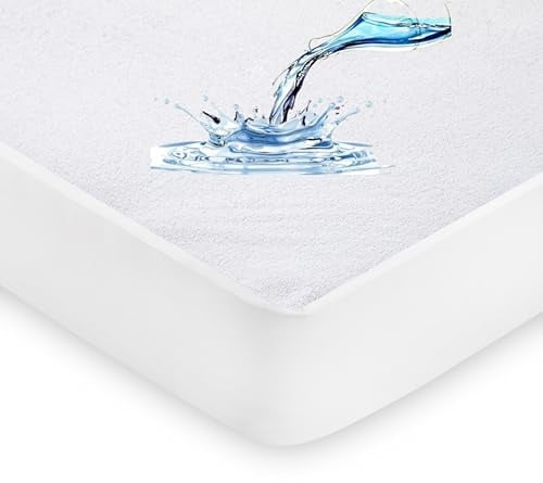 IMFAA 100% Waterproof Mattress Protector - 15 Cm Deep Stretch Skirt – Cot Bed (70x140) Cm Terry Towel Mattress Topper – Anti Allergy and Breathable Fitted Mattress Cover. (Cot Bed(70x140+15) Cm)