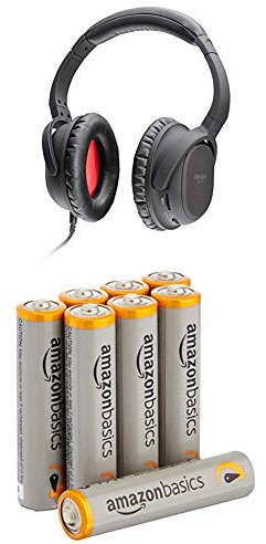 LINDY NC-60 Active Noise Cancelling Headphones with Amazon Basics Batteries