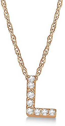 14k Rose Gold Letter Charm Necklace Round Petite Pave Diamond Initial Pendant Beautiful Necklace Pendant