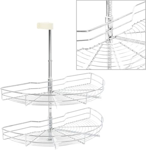 vidaXL Korb mit 2 Ebenen, Metall, für Küche, Schrank, Aufbewahrungskorb, Regal, langlebig, 180 Grad, 75 x 38 x 80 cm