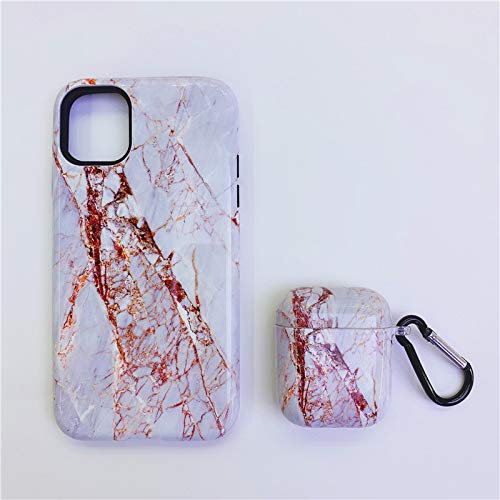 Custodia® Marmorierte TPU Hülle + Headset-Abdeckung Gleicher Anzug für Apple iPhone 11 und AirPods(5)