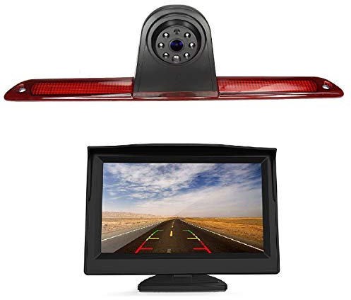 HD 720p Dritte Dach Bremsleuchte Kamera Bremslicht Einparkkamera Rückfahrkamera Set Nachtsicht + 5 Zoll Monitor für Transporter Mercedes Benz Sprinter 1500 2500 3500 MB W906 Crafter 06-16