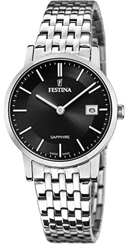 Festina Uhr Für Damen F20019/3 Swiss Made Silber Edelstahl Case SilberEdelstahl Band
