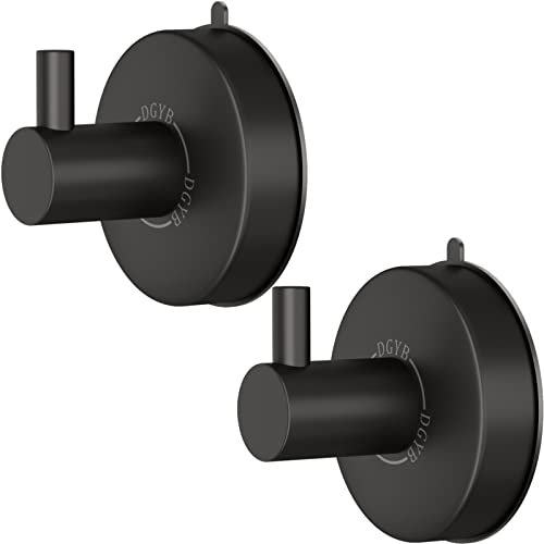 DGYB Dusche Saugnapf Haken 304 Edelstahl Abnehmbare Handtuch Luffa Saughaken Wasserdichte Wand Badezimmer Küche 6,8 kg 2 Stück (Mattschwarz)