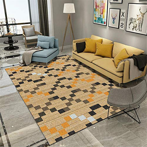 Jiaosa Joop Teppich Wohnzimmer Teppich braun kleine Karomuster haltbare Teppich Anti-Milbe Camping Teppich Für Draußen Gleitschutz Teppich braun 200X300CM