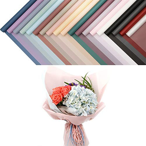 20pcs Korean Waterproof Wrapping Paper Packaging Gift Wrapping Solid Color Florist Wrapping Flower Bouquet decoration Supplies DUOER (Color : 031 Lilac)