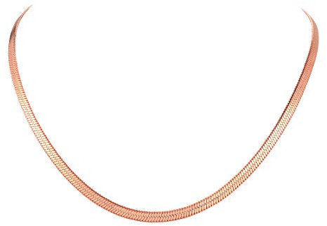 FindChic Collana Donna in Acciaio Inossidabile Catena Serpente Placcata Oro Rosa Piatta 3mm Lunghezza 46cm Confezione Regalo