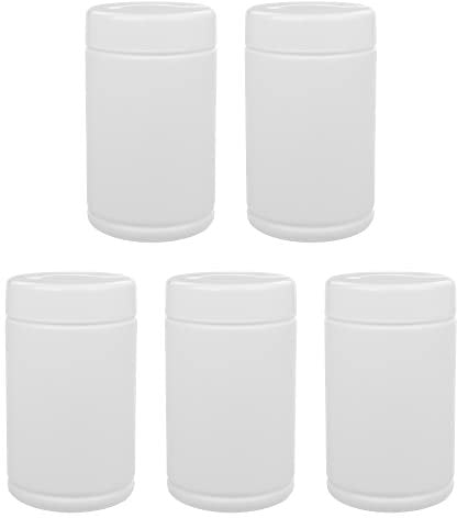 MDlabels 5 Stück HDPE Tube 1L 1000ml – 1 Liter Behälter für Desinfektionstücher – Reinigungstücher Spenderbox – Kunststoffspender für Feuchttücher – Taschentuch Spenderdose
