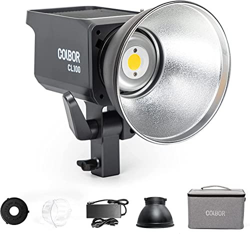 Colbor CL100 Eclairage-Vidéo-Lumière-LED-Spots APP Contrôler Portable Torche Continues 100W, 2700K-6500K CRI 97+ 100% Luminosité, avec Bowens Silencieux Mode pour Photographie Studio Photo Tournage