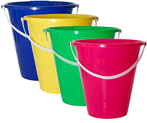 Holady Large Sand Beach Buckets Pail,Sand Bucket Water Bucket for Beach Fun Great Summer Party Accessory(4 Pack)