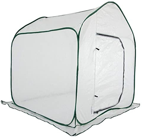 SANJIANG Pop Up Gewächshaus Klein überwinterungszelt Für Pflanzen Gewächshaus Blumentopf Mini Gewächshaus Winterschutz Für Pflanzen,White-110x100x142cm