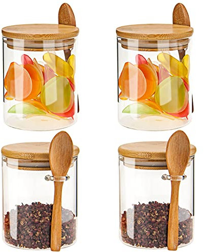 NEPIVEL 4-Pack 18.5oz Airtight Glass Meal Prep Containers with Lids – Overnight Oats Jars for Coffee, Nuts, Candy, Chia Seed Sugar & Pudding | Leakproof Borosilicate Glass Food Storage Jars