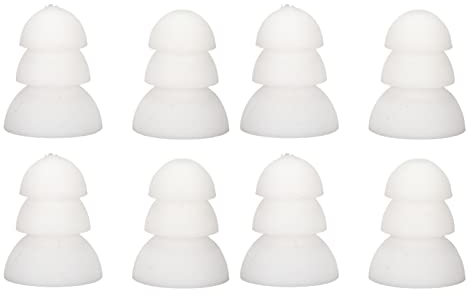 8pcs Hearing Aid Ear Tips, 3 Layer Soft Silicone Earplug Domes for BTE,ITE and Pocket Hearing Aids Ear Bud Replacements(White)