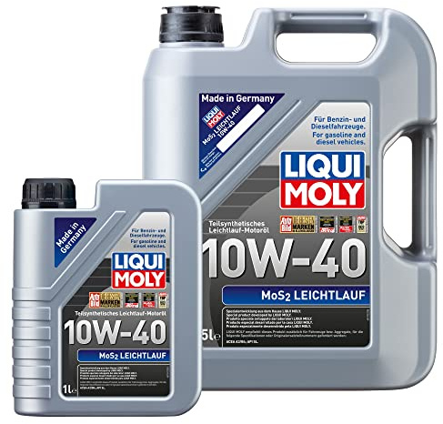 LIQUI MOLY Motoröl MoS2 Leichtlauf 10W-40 5 Liter & 1 Liter | 6 Liter Motoröl | 6 Liter Motoröl Set