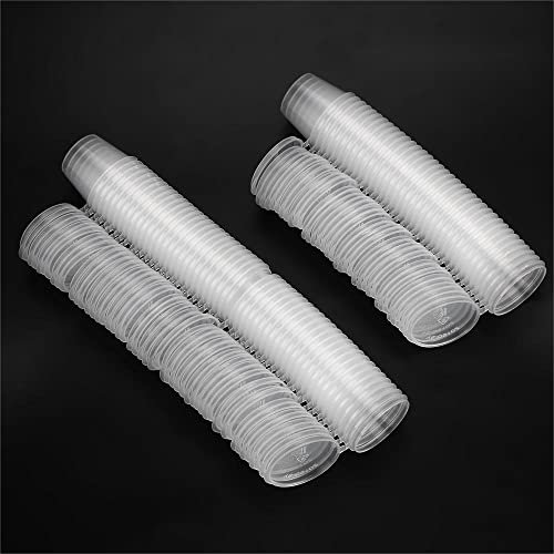 NOPNOG 100 tazas de salsa desechables de 30 ml con tapas, recipiente pequeño de chili Chutney, plástico transparente