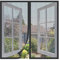 Orumrud Fiberglas Fliegengitter Fenster Magnet 160x150 cm, Schwarz Insektenschutz Fenster Magnetisch Fliegengitter Fenster Moskitonetz für Fenster Ohne Bohren, mit Klettband, Automatisches Schließen