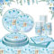 Set da Tavola per Feste a Tema Bambola dell'orso, 81 Stoviglie per Feste di Compleanno,serve 20 ospiti,Stoviglie per Feste di Orso, Piatti di Carta, Tovaglioli per Compleanni, Baby Shower