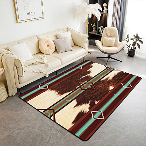 Kuhfell Muster Wohnzimmer Teppiche Outdoor Teppich 150x200cm Kuhfell Akzent Teppich für Wohnzimmer Farmhouse Indoor Bodenmatte rutschfeste Western Farm Tier Haut rutschfeste Fläche Runner Teppich