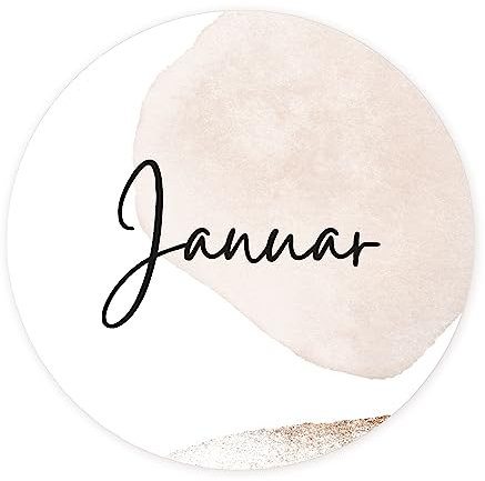 NORDEULE Monat-Sticker | Aufkleber-Set Januar bis Dezember | Ø 4cm (24 Stk.) Beige, Glänzend | ideal für DIY Adventskalender, Geschenke