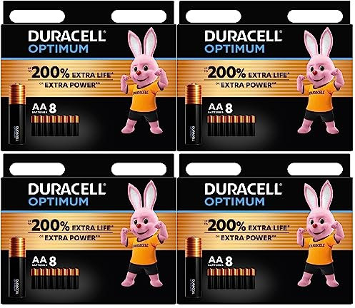 32X Duracell AA Optimum (4 Blister Da 8 Batterie) 32 Pile (MX1500/STILO/MIGNON)