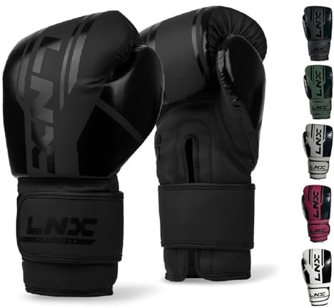 LNX Boxhandschuhe Performance Pro 10 12 14 16 Oz - ideal für Kickboxen Boxen Muay Thai MMA Kampfsport UVM (ultimatte Black (003), 10 Oz)