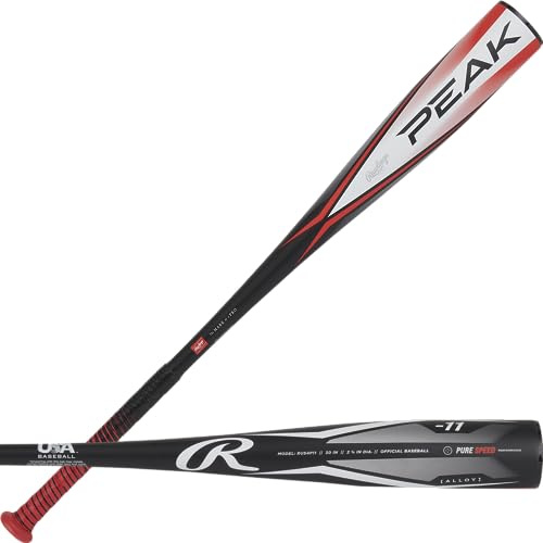 Rawlings Jungen Peak Baseballschläger, Schwarz/Rot, 30 Inch