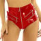 FEOYA Damen Lederlook Kunstleder Shorts Hotpants mit Reißverschluss Wetlook XXS