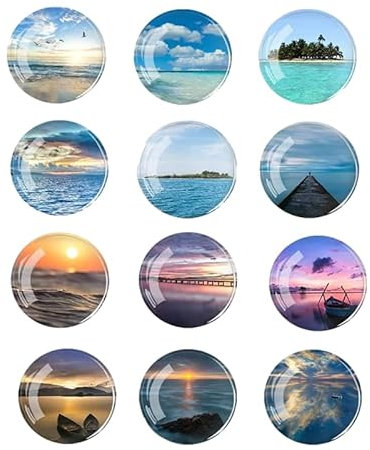 12 Stück Kühlschrankmagnete Dekorative Kühlschrankmagnete KristallglasKühlschrankmagnete, Dekorative Glascabochons Bunte 3DMagnete für Kühlschrank,DahaiKühlschrankmagnetGeeignet für Whiteboard,Büro