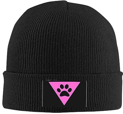 FJQWKLF Panther Pink Triangle Pride Pride Flag LGBT Beanie Mützen Warme, grobe Zopfmustermütze Slouchy Skull Cap für Damen Herren