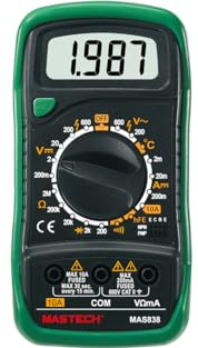 MASTECH MAS830B MAS830L MAS838 Multimètre numérique affichage 2000 comptes ; Buzzer de continuité inférieur à 70 ±30Ω Affichage batterie déchargée (MAS838)