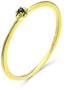 Beydodo Ring für Frauen Gold 585, Eheringe Blume Solitär mit Saphir Trauringe Verlobungsringe Nickelfrei Größe 58