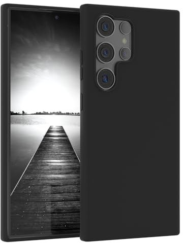 EAZY CASE Premium Silikon Handyhülle kompatibel mit Samsung Galaxy S24 Ultra, Slimcover mit Kameraschutz und Innenfutter, Silikonhülle, Schutzhülle, Bumper, Handy Case, Hülle, Softcase, Schwarz