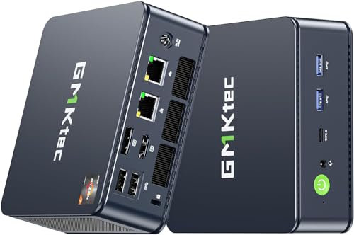 GMKtec Desktop PC Computer 5825U, M5 Plus Dual LAN 2.5G Mini-PC, AMD Ryzen 7 5825U (8 Kerne/16 Threads 4,50 GHz), 16 GB DDR4 RAM + 512 GB PCIe-SSD, WiFi 6, USB 3.2, USB-C, BT 5.2, DP, HDMI