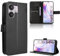 Coque pour Xiaomi Redmi 13C 5G Protection Case, Étui de Protection Portefeuille Antichoc Premium Fibre -Housse Étui Compartiments pour Cartes et Fermeture magnétique- Noir