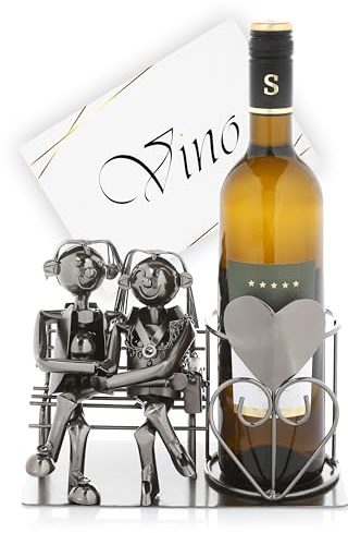 Nordstern Metal Bottle Holder for Lovers - Wedding Gift Wine Bottle Holder Couple - Gift for Wedding, Silver Wedding or Gold Anniversary