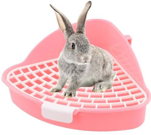 Daelesr Toilette per Coniglio, Vasino per Conigli, Lettiera per Cavia Vasino, Toilette per Animali Domestici Triangolo, Staccabile Addestratore Vasino per Criceti, Cincillà, Conigli, Furetti (Rosa)