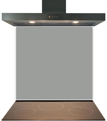 C2G Coloured Toughened Glass Splashback for Kitchen, Tempered Heat-Resistant Glass Splashbacks with Polished Edges for Cooker and Hob Backsplash (Mid Grey, 60 x 80cm)