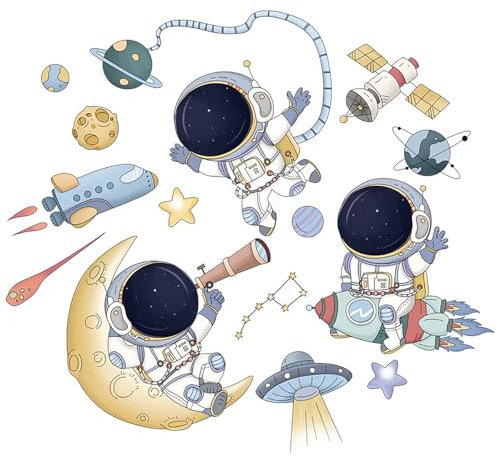 Limeow 1 Stück Wandtattoo Weltraum Wandtattoo Junge Wandaufkleber Kinderzimmer Kinderzimmer Weltall Geschenke Kinder Geeignet für Schlafzimmer Wohnzimmer Arbeitszimmer Spieelzeugzimmer etc