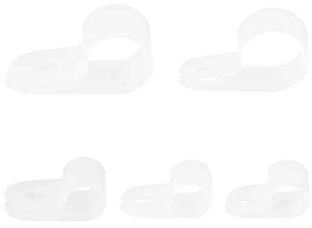 sourcing map 150 clips de cable coaxiales individuales con tornillo para cable eléctrico, abrazaderas de plástico para gestión de cables, color blanco