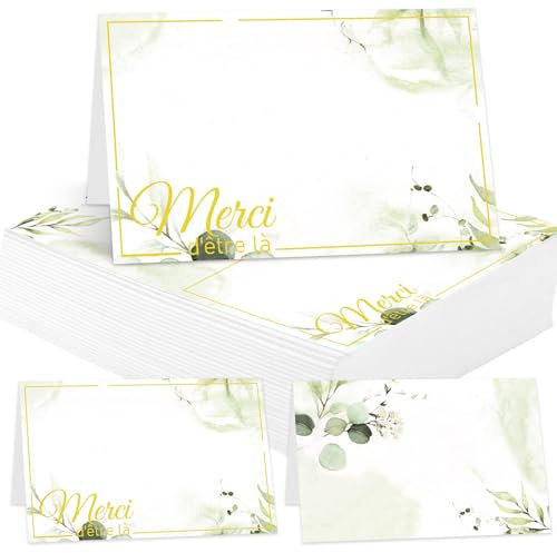 BORISCA 60 Pcs Marque Place Mariage, Cartes de Place 11cm X 8.5cm Carte de Table Mariage Romantique Porte Nom Table, Carte Porte Nom Table Anniversaire Decoration Mariage pour les Mariages