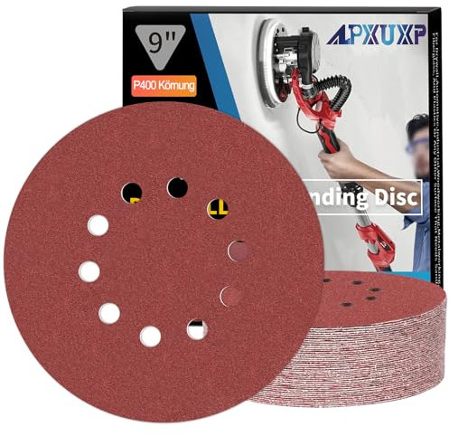 ALPXUXP Papier abrasif 225 mm grain 400 Disque abrasif 10 trous pour ponceuse à sec girafe ronde Papier abrasif (25 pièces)