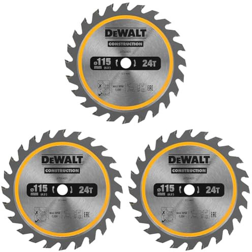 DEWALT DT20420-QZ Construction Circ Saw Blade Cordless - Framing 115mm 24T (Pack of 3)