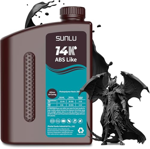 SUNLU 14K ABS Like Resin 3D Drucker Resin 2KG, Hohe Präzision ABS Wie Harz, Ultrapräzision für die Detaildruckerei von Miniaturen, 405 nm UV-härtendes Harz für Harz 3D Drucker, Schwarz 2000g
