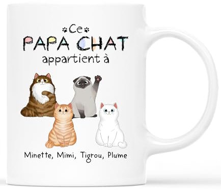 Cadeau Plus Mug Personnalisé Prénom - Cette Maman Chat, Ce Papa Chat Appartient À (#4)
