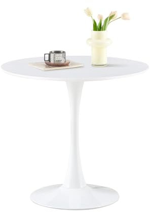 buybyroom Mid Century Modern Runder Esstisch Couchtisch Küche Kleiner Esstisch, 75cm für Esszimmer Wohnzimmer Schlafzimmer Büro Coffee Shop Bar, Weiß