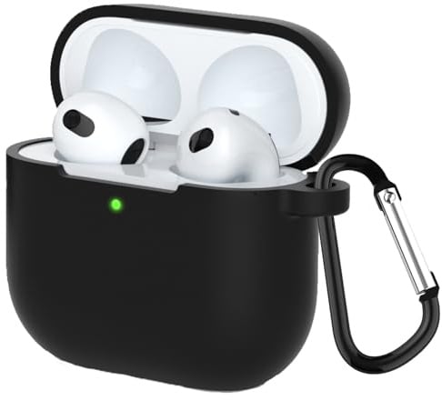 TOORQR Kompatibel mit Airpods 4 (2024) Kopfhörer Case,Schützende Flüssig Silikon Hülle für Airpods 4 Silikon Cover,Front-LED Sichtbar, Kratzfest,Leicht zu Reinigen (Schwarz)