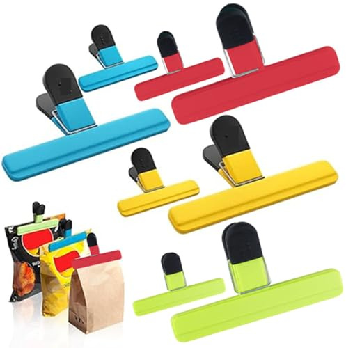 Chiudi Sacchetti Cibo, CAASFOOY 8 pcs Mollette Plastica Cucina Casalinghi, ABS Robusto Durevole Pinze Multifunzionali Clip di Sigillare per Chiudere Sacchetti per Alimenti Snack, Colore Multiplo.