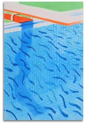 CKJenjBKm David Hockney abstrakte Papierpools im Vintage-Stil, Kunstposter, ästhetischer Leinwand-Kunstdruck, Heimdekoration für Schlafzimmer, Wohnzimmer, 30 x 45 cm, ungerahmt, Beige