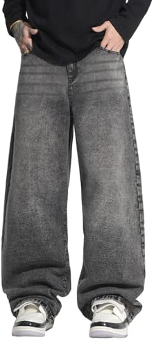 Zewool Herren Irreguläre Naht Baggy Jeans Y2K Hip Hop Weit geschnittene Denim-Hosen Skater Jeans