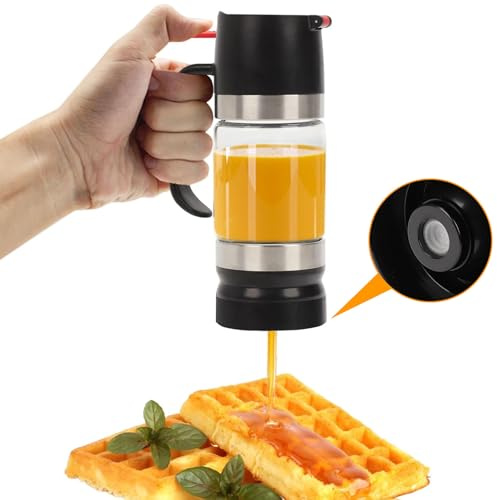 Honigspender Glas350 Ml 10,5Oz Tropfsicheres Honigglas mit Griff(Schwarz) | Tropfsicherer Glas Honigspender mit Halterung, Sirupspender Glas Für Kaffee Oder Tee Honigspender Tropffrei Glas